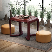 月影梳桐新中式全实木茶台紫金檀木现代简约家用小户型阳台茶台凳组合一体