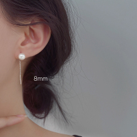 925纯银珍珠2021耳钉耳环长款气质ins风耳线女双戴2020新款潮耳饰 珍珠耳线 ----8mm