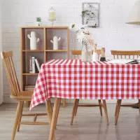 桌布餐桌布ins风格子桌布长方形台布西餐茶几布野餐田园桌布布艺 红色小格子(防水 ) 方桌布240cm