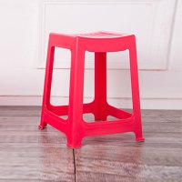 塑料凳子加厚成人家用板凳创意时尚方凳餐桌高凳简约条纹椅子胶凳 大号红色1张(高46.5cm) 4张
