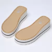 夏季增高皮面防滑耐磨手工拖鞋编织DIY钩鞋底空心线松糕鞋 白色 36