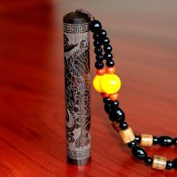 火折子黑檀木充电打火机防风创意USB电子点烟器个性挂件男士烟具 挂珠貔貅-纸盒.