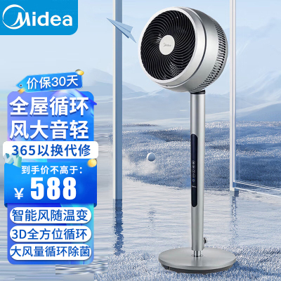 美的(Midea)3D摇头空气循环扇/APP操控净化扇/轻音电风扇/遥控母婴立式风扇/变频落地扇FGD24WDY