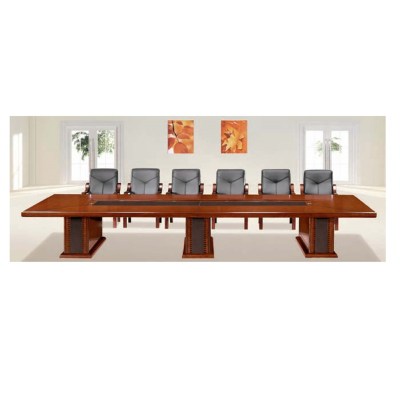 五环一诺会议桌油漆会议台洽谈桌贴实木皮YLH-6033雅利胡桃红棕色