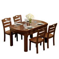 甄沐实木餐桌椅组合现代简约吃饭桌子圆桌可伸缩折叠餐桌家用小户型