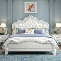 甄沐欧式床实木床1.8米双人床现代简约主卧婚床1.5米公主床白色储物床