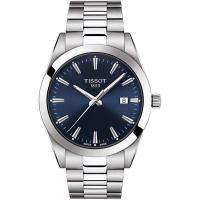 天梭(TISSOT)男士 T-Classic 316L 不锈钢蓝色表盘手表 经典时尚石英手表