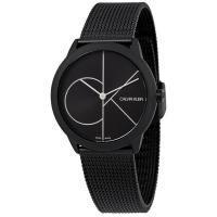 [官方正品]卡尔文·克莱恩(Calvin Klein)女士Minimal 简约不锈钢网状 PVD 黑色表盘石英手表