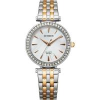 西铁城(CITIZEN) 女士经典时尚气质 不锈钢珍珠母表盘石英手表 ER0216-59D