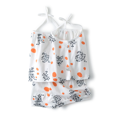 乌鹿夏季新款可爱宝宝吊带套装 纯棉可爱碎花婴幼儿套装