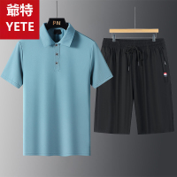 爺特(YETE)2023年夏季运动套装冰丝休闲套装短裤新款短袖t桖T恤两件套