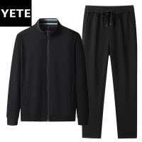 爺特(YETE)冬季高品质中年加绒套装男款华棉运动套装加绒加厚保暖两件套
