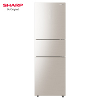 夏普(SHARP)269升日式三门风冷无霜彩晶玻璃面板家用冰箱智能精准温控宽幅变温双变频一级节能低音 米罗金