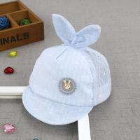 婴儿帽子夏季0-3-6个月宝宝遮阳帽防晒0-1岁新生儿网眼凉帽满月帽 rabbit-蓝色 0-6个月(可调节)