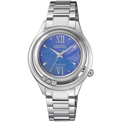 Citizen西铁城腕表女款Blue Dial Watch不锈钢蓝色表盘女士手表EM0510-88N