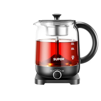 苏泊尔煮茶器喷淋式家用全自动烧水壶玻璃电热养生网红蒸汽黑茶壶 黑色