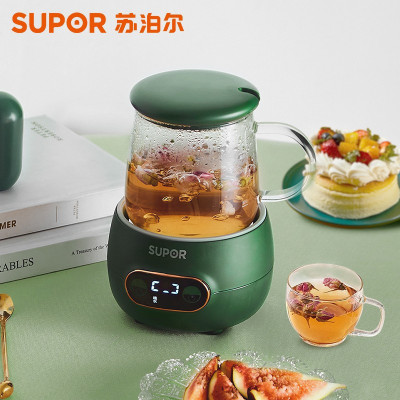 苏泊尔(SUPOR)养生壶迷你煮茶器玻璃花茶壶热奶办公室家用便携电热水壶烧水壶 绿色