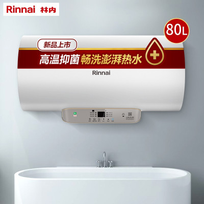 80L 林内(Rinnai)电热水器储水式家用淋浴3000w速热专利防电墙6.5倍热水增容高配双动力一级能效