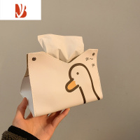 三维工匠可爱呆呆鸭抽纸盒家用客厅创意网红款纸巾盒高颜值餐巾纸盒子车载 白色可爱鸭(2个装)
