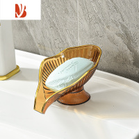 三维工匠卫生间洗手盆肥皂盒香皂置物架倾斜创意沥水架不积水家用收纳器 黄色金1个