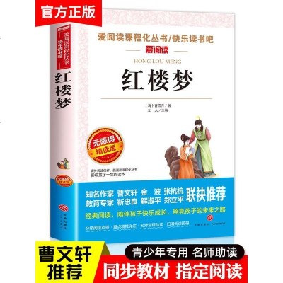 红楼梦原著正版 青少年版白话文高中版8-12岁少儿 高中生无障碍阅读读学生版 初中版名著经典10-15岁四五必读的适
