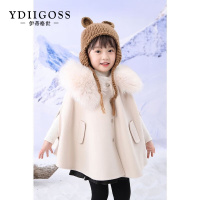 伊蒂格世品牌韩国童装2022冬女童双面呢斗篷外套女宝宝毛呢大衣披肩儿童坎肩潮
