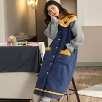 权小威 睡袍女秋冬中长款浴袍冬季女士睡裙加绒加厚连体睡衣
