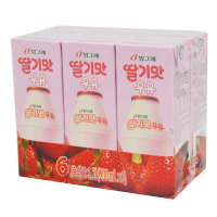 韩国进口 宾格瑞草莓味牛奶饮料 200ml*6