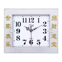 方形电子挂钟客厅钟表家用个性创意时尚艺术石英钟壁钟表 银白(28*23cm)