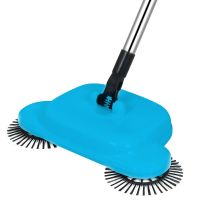 扫地神器手推式扫地机家用扫把簸箕套装刮拖地一体机器人 蓝色[一块布]