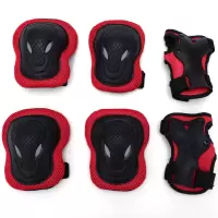 儿童头盔全套装护膝滑轮成人防摔平衡滑板车滑冰鞋安全帽 红护具 XS(2-6岁)