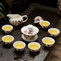陶瓷茶具功夫茶具套装整套盖碗茶杯茶海茶漏白瓷简约泡茶器青花瓷