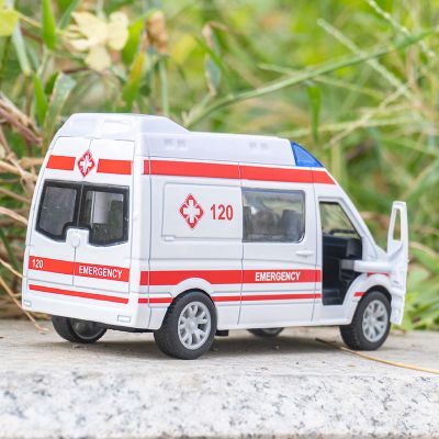 儿童120救护车玩具车模型仿真汽车 救援玩具车模男孩合金回力小车
