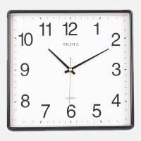 静音钟表卧室客厅挂钟简约表钟创意石英钟带日历温度计表现代时钟 方形黑[21.5*20.5厘米]