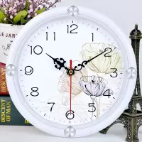 家用静音钟表挂钟客厅卧室钟表装饰时钟挂表 21厘米荷花白