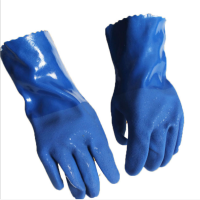 蓝色滑面尼龙浸塑涂层耐油耐酸碱工业防化劳保手套浸塑