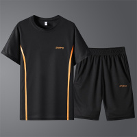 2021夏季新款速干t恤健身短袖跑步短裤冰丝两件套
