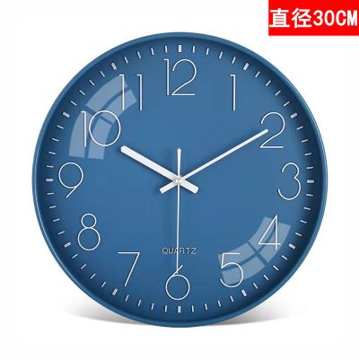 挂钟客厅钟表简约北欧时尚家用时钟挂表现代创意个性石英钟 30厘米湖蓝[3828]