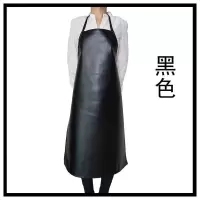 防水皮围裙防油皮围裙围腰加长加大围裙皮PU围裙无袖成人男女围裙 黑色 挂脖 普通款