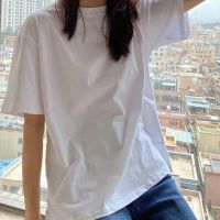 韩国东大门2020夏新款女连衣裙唐老鸭卡通宽松短袖过膝长款t恤裙 单件白上衣 XL