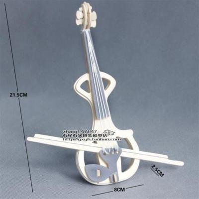 木质拼装模型手工益智儿童玩具立体拼图木制女生diy礼物乐器摆件 小提琴