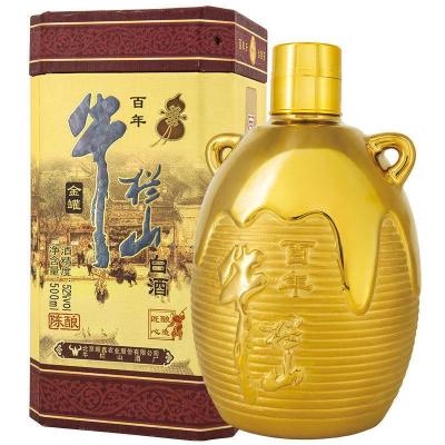 牛栏山二锅头百年陈酿金罐匠心酿造52度500ml*2瓶 两瓶礼袋装 高度纯粮口粮酒