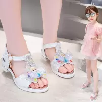 女童鞋2021夏季新款儿童凉鞋公主鞋高跟鞋韩版水钻蝴蝶结童鞋