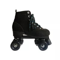溜冰鞋旱冰鞋滑轮黑色带灯发亮闪光轮双排四轮滑鞋儿童成人男女款