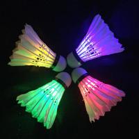 8只发光羽毛球带灯七彩闪光夜用塑料尼龙led夜光羽毛球
