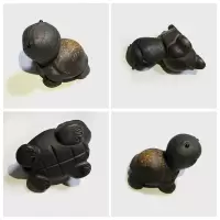紫砂茶宠乌龟 呆萌长寿龟 大头彩背 笔架 茶夹架壶盖托 可养雕塑 大头龟
