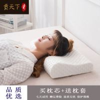 记忆枕头芯颈椎枕头套装慢回弹记忆棉枕头成人护颈乳胶枕头颈椎枕 实惠款-(枕芯+白泡泡枕套)