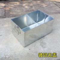 大号铁皮五金工具箱镀锌板外卖箱带锁储物盒收纳木工手提铁箱子 无盖 32*20*19