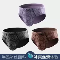 健将男士内裤三角裤冰丝超薄半透明底裤冰凉天丝棉透气裤头男三角 8J507-3 M