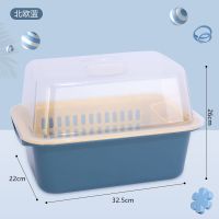 婴儿奶瓶收纳箱盒便携式大号宝宝餐具储存盒沥水防尘晾干架奶粉盒 011分离蓝色